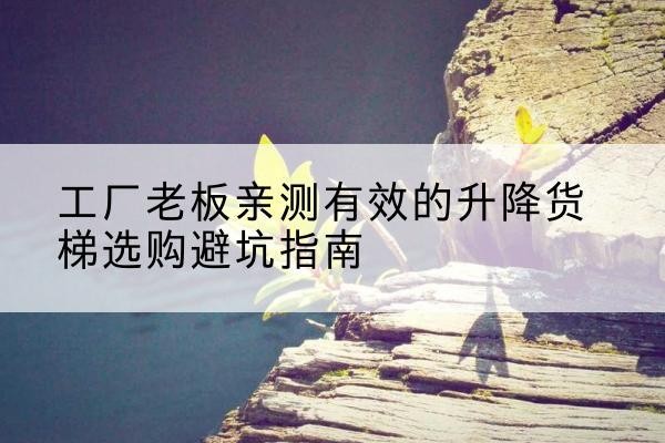 高要升降货梯怎么选-工厂老板亲测有效的升降货梯选购避坑指南